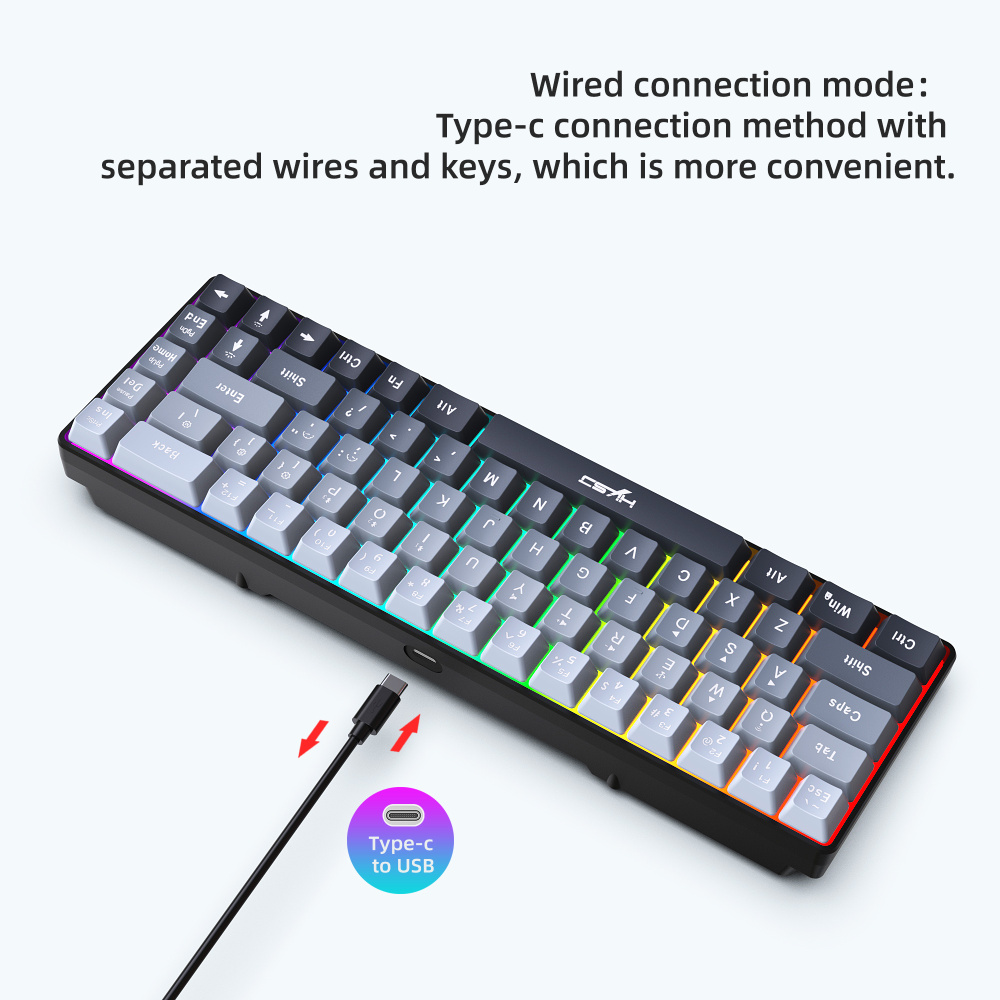 68-key tri-mode wireless Bluetooth membrane gaming keyboard with conflict-free 25 keys, suitable for desktops and laptops, ideal for gamers.